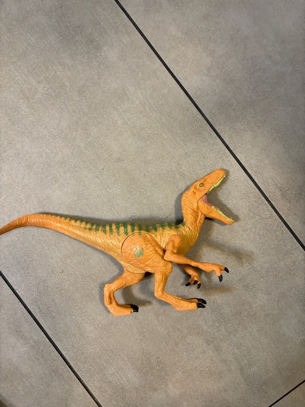 Jurassic vintage Orange & Green Velociraptor Reptile Toy for Pets and Enrichment
